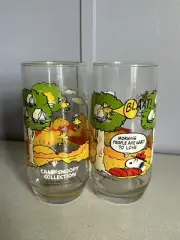 NOS Peanuts Camp Snoopy Collection (Lot of 2) Glass Cups 1950, 1958, 1958, 1965