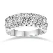 Bevilles Triple Row Dress Ring with 1.50ct of Laboratory Grown Diamonds in Sterling Silver and
