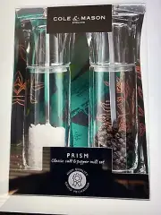 Cole & Mason Salt and Pepper Adjustable Grinder Mill Clear Acrylic Prism NEW