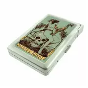 Vintage Mori Skull Ubris Cigarette Case with Built in Lighter Metal Wallet