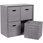 BirdRock Home Cube Storage Organizers 23"Hx11.6"Wx23"D Grey Linen Fabric w/ Bins
