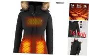 Women Graphene Heated Jacket With Large Capacity Battery Pack Medium Black