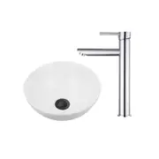 ACA 280mm Bathroom Basin With Bathroom Tap Set Above Counter White Hand Wash Bowl Chrome