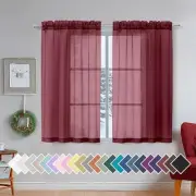 Short Sheer Black Curtains for Living Room 45 40"W x 45"L (Pack of 2) Burgundy