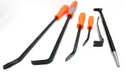 6Pc Mechanic Pry Bar Tools Set Flat Curved Heel Bars for Prying or Lifting job