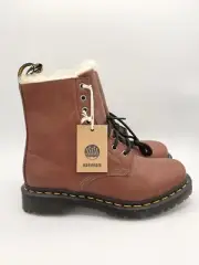 Dr. Martens Women's 1460 Serena Faux Fur Lined Lace Up Boots Saddle Tan Size 7