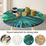 Round Tablecloth Elastic Edge Design Table Cloth Reusable Table Cover with GoBss