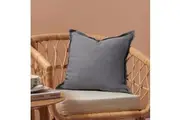 Natural Home ARDENNE Washed French Linen Cushion with Oxford Edge Birch Grey 50x50cm