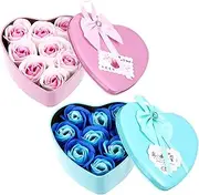 VALICLUD 2Pcs Heart Shaped Soap Flower Box Romantic Floral Scented Soap for Mother Day Decor and Special Occasions Beautifully Packaged for Easy Gifting