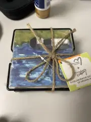 Primitive by Kathy Coaster Set - Living The Dream Set Of 4 With Holder