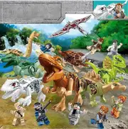 4-6y/7-12y Plastic Building Blocks World Dinosaurs Figures Bricks Assemble Kids Toys Dinosaurs Combo Tyrannosaurus, Set of 8 Set of 8 Dinosaur