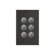 Clipsal Saturn Series Switch 6 Push button Led 4000 Series Including Saturn Horizontal Horizon Black - 4066PBL-HB