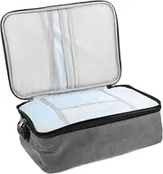 LRXIYODE Collapsible Multi Layer File Storage Bag Fireproof Document Organizer Box with Lock for Secure Storage of Documents Cards and More Grey Dual Zipper