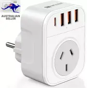 HEYMIX AU to EU Travel Adapter, AUS to European Travel Plug, European Grounded O