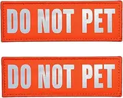 JUJUPUPS Orange Reflective Dog Patches 2 Pack Service Dog,in Training,DO NOT PET,Patches with Hook and Iron On Loop for Vests and Harnesses (DO NOT PET, 6x2 inch)