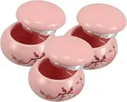 3pcs Portable Powder Balm Jar Candy Storage Bins with Lids Lotion Storage Jars DIY Lipstick Case Container for Lotion Refillable Lip Oil Bottles Mini Powder Container Ceramics Pink