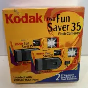 New Kodak Fun Saver 35mm Single Use flash Camera 2-Pack