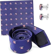 [TOGEVAL] Executive Silk Tie Pocket Square Set American Flag Pattern Blue Tie for Men for Business Events