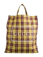 Gucci Plaid Montecarlo Nylon Tote Yellow brown 260222