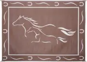 Stylish Camping Ming's Mark Reversible Mat,Brown/White,Galloping Horses,8' x 11'
