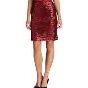 BASLER Germany Womens Wine Red Sequin Pencil Skirt Size EU 44 US 14 Party NEW