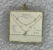 Amazonite Crystal Necklace a new day NIB Calming Crystal Silver Plated CZ
