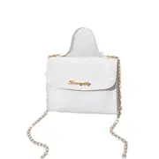 2 Pcs Women Crocodile Pattern Small Handbag Chain Square Bag Fashion Crossbody Shoulder Bag White