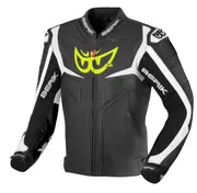 Berik Wild Chase Motorcycle Leather Jacket, black-white, Size 50 for Men Black White