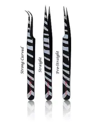Eyelash Extension Color Tweezers Zebra Black / White - Pick your set