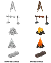 WizKids Deep Cuts Unpainted Miniatures Camp Fire & Sitting Log