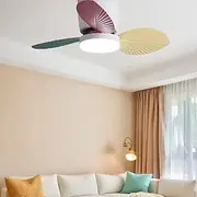 Modern 3-blade LED ceiling fan light ABS bladeless DC motor frequency conversion iron remote control 110V-220V