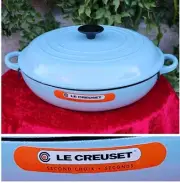 New* Le Creuset 3.5 qt Enameled Cast Iron #30 Braiser Light Sky Blue Made France