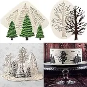 KUXSE 2 Pcs/Set Christmas Tree Fondant Cake Silicone Mold,Xmas Birthday Party DIY Cake Decorating for Chocolate,Fondant,Candy,Sugarcraft,Cupcake Topper,Pastry,Polymer Clay,Gumpaste,Baking