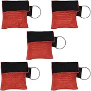 Sarini 5PCS Respiratory Mask Keyring CPR Mask Key Ring With Carabiner Ventilation Cloth With Check Valve Breathing Barrier