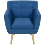 Lounge Fabric Chair Thick Padded Tub Seat Modern Blue Armchair Couch Single Sofa