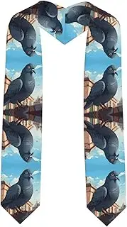 [SKKNT] Cartoon Pigeon Print Graduation Shawl Stole For Academic Commencements Honor Sash Congratulations Gift, Sharp Corner, One Size