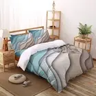 Queen Duvet Cover Set - Teal Ombre 4 Pcs Comforter Cover Set Modern Geometric