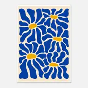 Galrie Vibrant Blue Flowers - Matisse Inspired Abstract Art Print for Home Decor, Poster Only, A3 30 x 42cm (12 x 16inch)