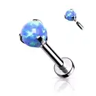 Piercing Labret Ear Silver Opalite Blue