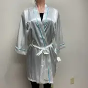 Linea Donatella Womens Ivory Satin Embroidered The Bride Wedding Wrap Robe S/M
