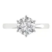 Solitaire Engagement Ring - White Gold, 2ct Round Cut Simulated Diamond