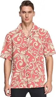 [GuoChe] Hawaiian Button Up Shirt Men Short Sleeve Valentine's Day Cute Floral Red Party Camisas para Gym Hombre