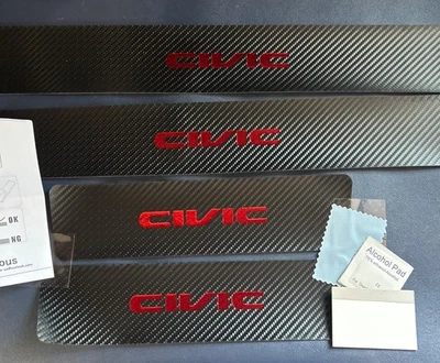 4Pc Honda Civic Door Step Plate Sill Scuff Cover Anti Scratch Protector -sticker