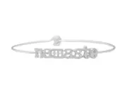 Silvertone Namaste Inspirational Message Stencil Wire Hook Clasp Bangle Bracelet