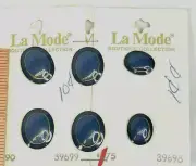 La Mode Blue Buttons Gold Line Design 6 pc.