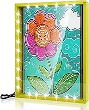 LuxRound Kids Art Frame with LED Light, Kids Artwork Frames Changeable, Artwork Display Storage Frame for Wall, Holds 50 Pcs, for 3D Picture, Crafts, Hanging Art, Portfolio (Grass Green)