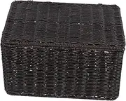 Zerodeko Storage Box Storage Basket Storage Chest with Lid Storage Trunk Blanket Storage Chest Basket for Blankets with Lid Closet Organizer Storage Chests and Trunks Black Plastic