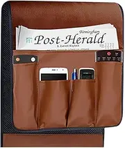 Luxury Leather Sofa Armrest Organizer, Non-slip Couch Sofa Chair Caddy with 5 Pockets for Phone, Book, Magazines, Tablet, Remote Control Holder Recliner Couch Tidy Hanging Storage Bag Arm Chair Tray