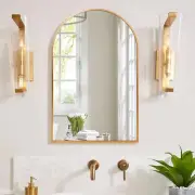Gold Arch Mirror 20 x 30 Inch, Bathroom Arched Mirror in Aluminum Alloy Frame