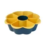 T (Lake Blue 7 Grids)Multi Grid Fruit Tray 360° Rotatable Multifunctional Drain